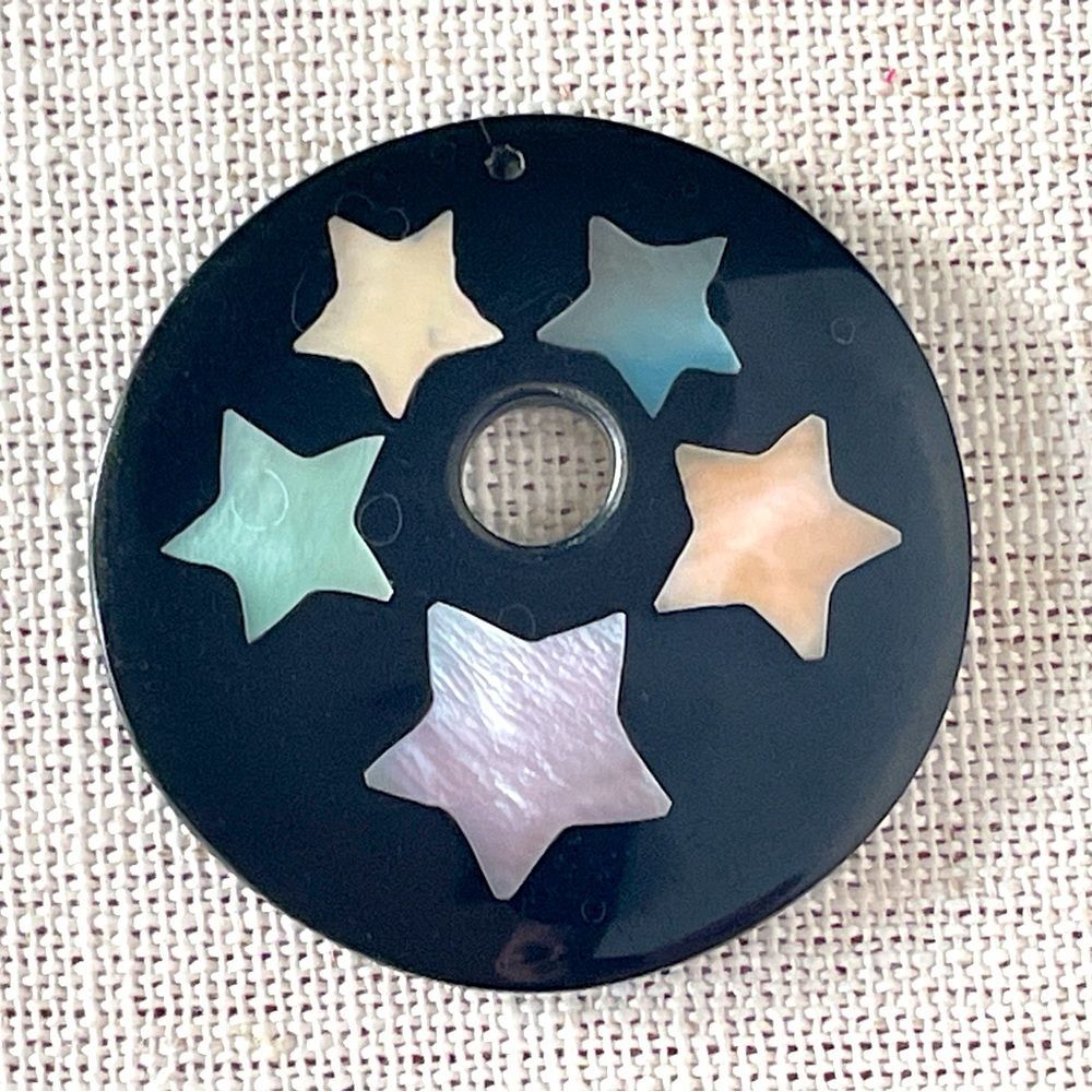 Black Star Pendant with Multicolor Inlays new age witchy 00s y2k necklace gift